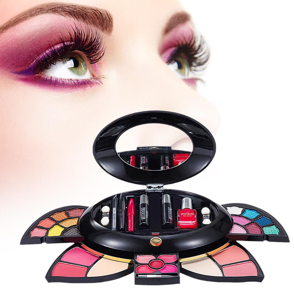 Profesjonalna Paleta Makijażu Z Lusterkiem Błyszczyk do Ust Lakier do Paznokci Tusz do Rzęs i Kobiety Dla Dziewczyn K U0F2