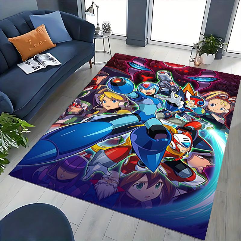 1pc Mega Man Anime Cartoon Design Office Chair Mat Non-Slip Carpet for Home Decor, Suitable for All Seasons, Ideal As a Gift.Y064