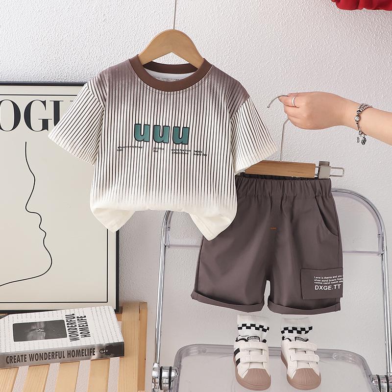 

Мальчиковая футболка с коротким рукавом 2025 - Стильная летняя мода для подростков 100cm серый