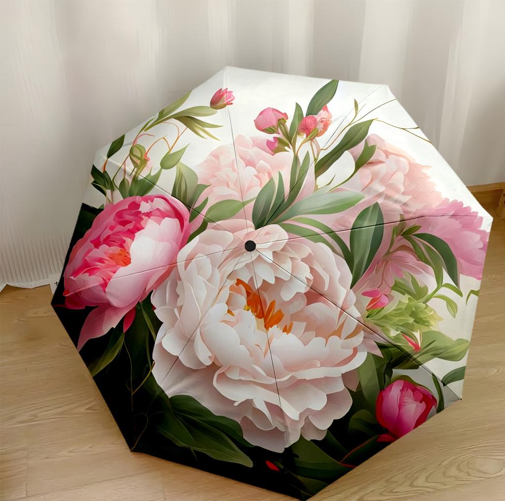 Floral Watercolor Dream Automatic Umbrella Sturdy 8-Rib Shaft Foldable Design All-Season Travel Fashionable Perfect Birthday Christmas Gift Idea