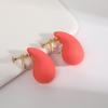 Vintage Chunky Dome Drop Clip On Earrings for Women Golden Glossy Colorful Teardrop Non Pierced Earrings Trendy Jewelry