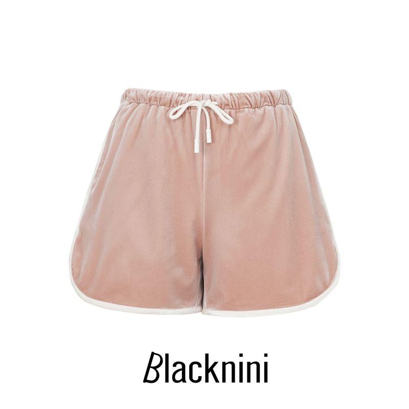 

Blacknini Yin Huafu/Satin Velvet Exclusive Fashionable Contrast Velvet Sports Outerwear/Shorts Pink shorts L