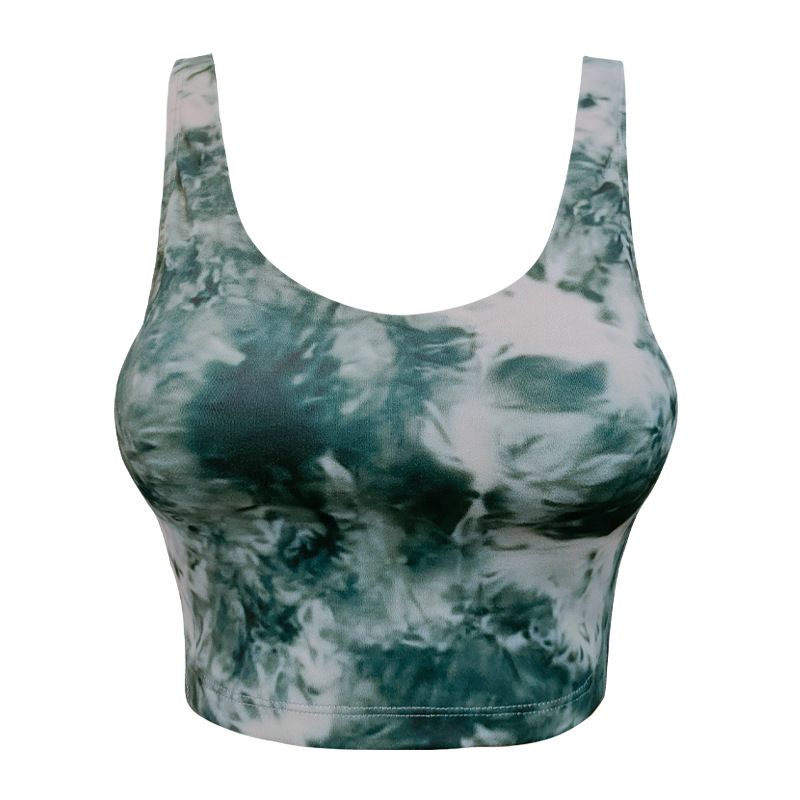 

Women with Chest Pad New Arrival Yoga Sports and Fitness Running Vest Bra Pilates Silm Slim Looking Beautiful Back Tank-Top Dark green bra L