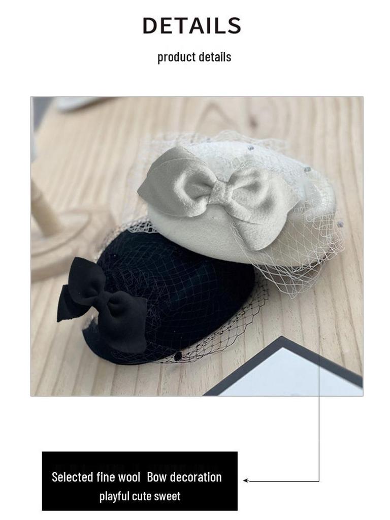High-End Women's Fedora Hat: Autumn/Winter Bow Mesh Wool, Korean Stewardess & British Style