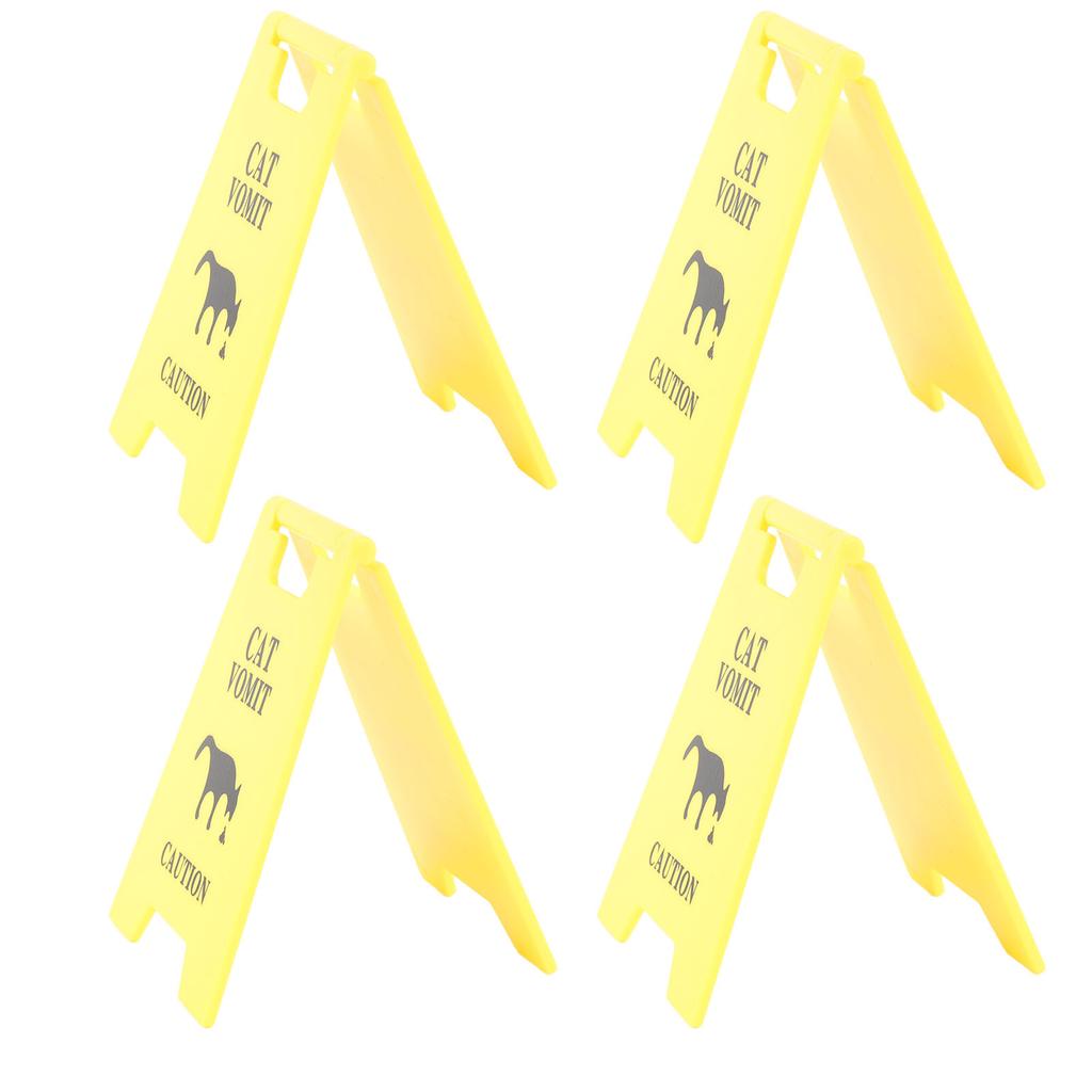 4PCS Cat Vomit Sign Water Resistant ABS 3D Printed Funny Cat Vomit Warning Sign Decoration for Cat Lovers