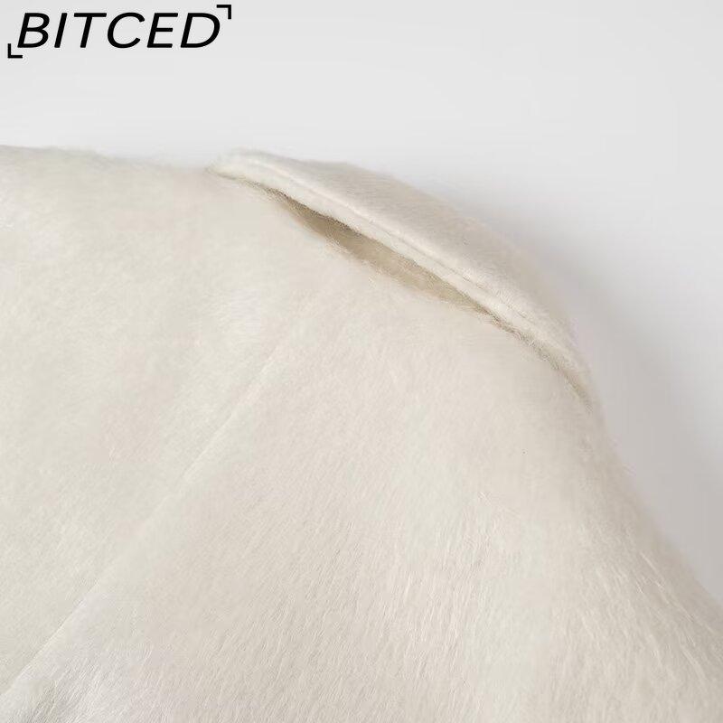 BITCED Fashionable Oversized Collar Wool Fleece Coat for Women Spring/Fall Single-Breasted Long-Sleeve Elegant Coat