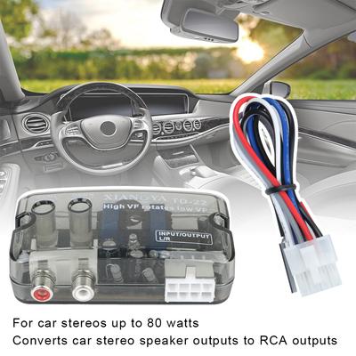 Adattatore convertitore di livello altoparlante audio per auto 12V Convertitori radio stereo da linea RCA alta a bassa Subwoofer a frequenza regolabile