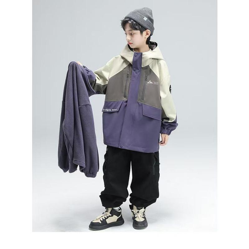 Abnehmbare Drei-in-Eins-Dicke Winter-Windbreaker-Jacke für Jungen