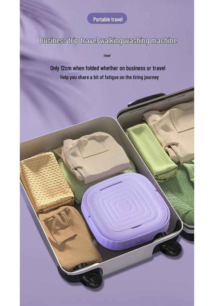 Compact Foldable Automatic Mini Washing Machine for Underwear and Socks - Ideal for College Students