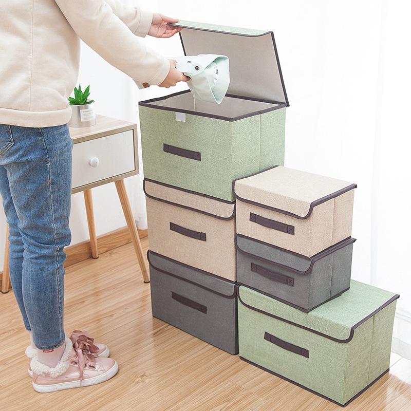 Foldable Non-Woven Storage Box for Clothes and Toys - Large and Dustproof.