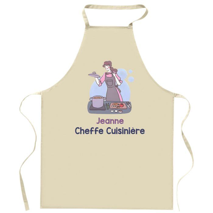 Tablier de cuisine - Planetee Jeanne - Impression bretonne - Coton résistant - Liens ajustables