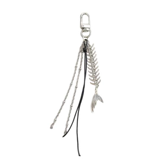 1/2/3Pcs Alloy Fishbone Keychain Pendant Tassel Rope Design Lightweight Key Chain Backpacks Cars Key Organizer Accessories