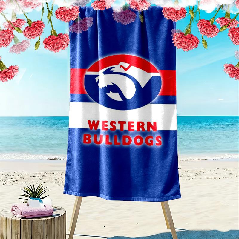 Western Bulldogs Print Beach Towel, Large Soft Quick Dry Towel for Beach Camping Swimming