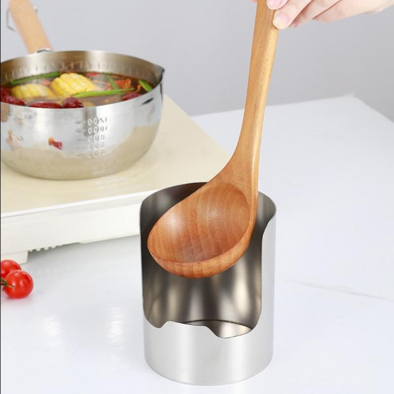 Stainless Steel Heat Resistant Spoon Holder Non-slip Stable Spatula Rest Easy Clean for Kitchen Countertop Grilling Cooking