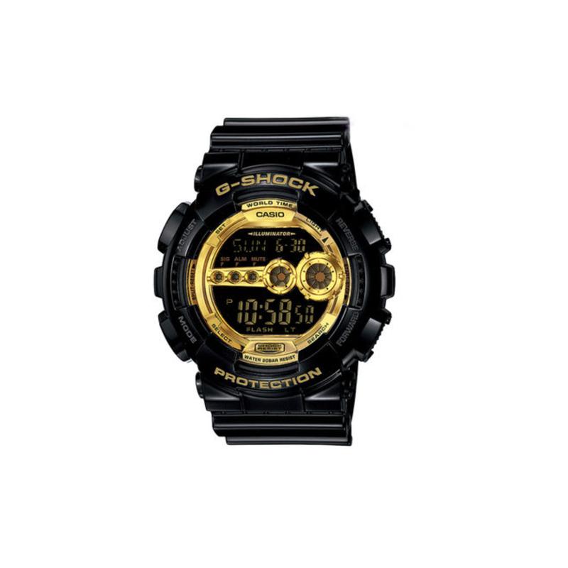 

Casio 200m waterproof depth casual quartz movement resin strap Japanese and Korean watch men s watch black dial GD-100GB-1DR чёрный