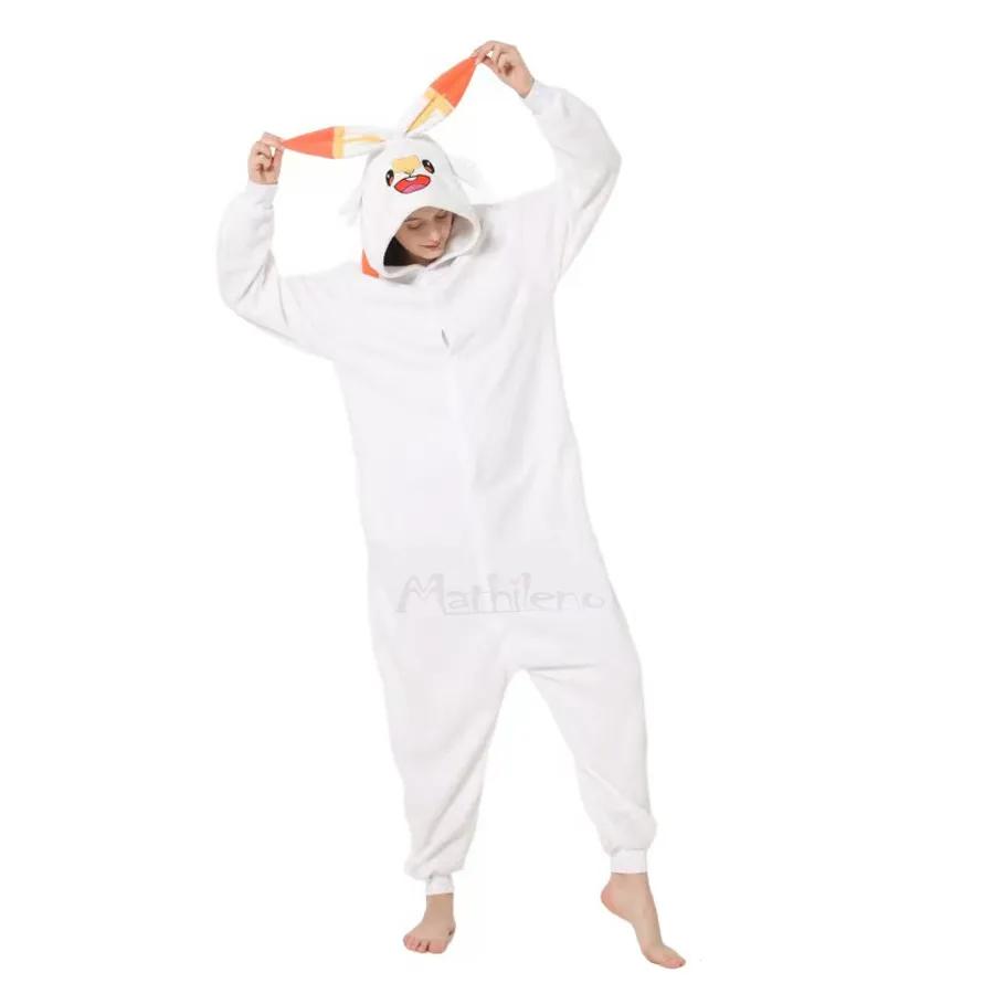 Scorbunny Cosplay Costume Anime Kigurumi One-Piece Pajamas Winter Homewear