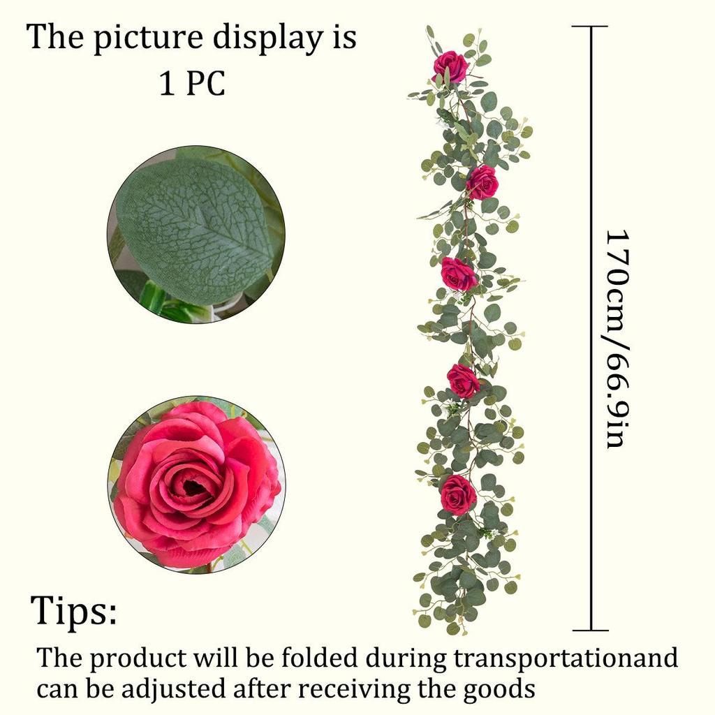Artificial Eucalyptus Leaf and Rose Vine Home Decoration 