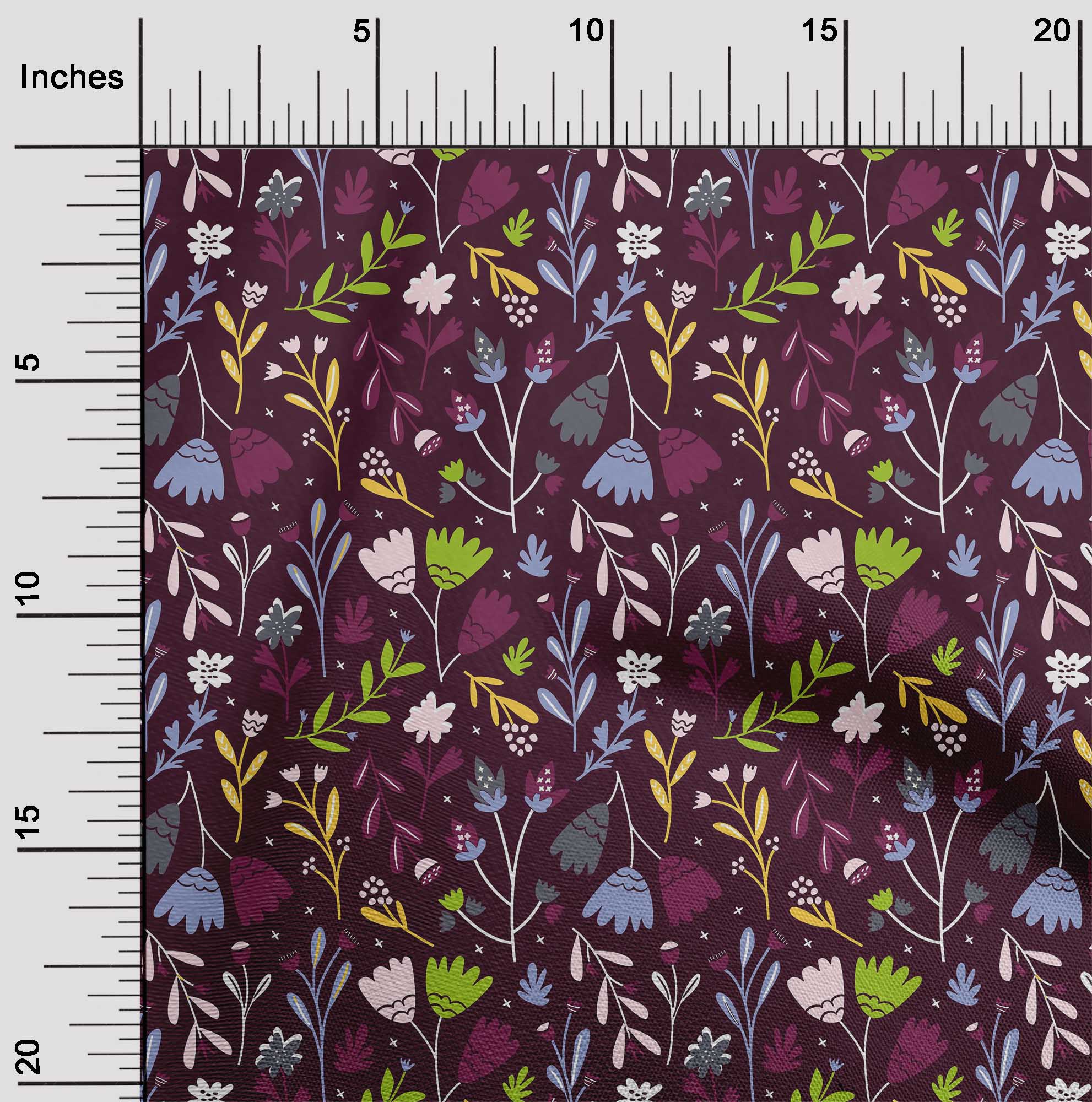 

OneOone Cotton Flex Brown Fabric Leather & Floral Художня швейна тканина у дворі, надрукована своїми руками швейні приладдя для одягу, 40 дюймів 42 Inch Wide - Viscose Chiffon винний