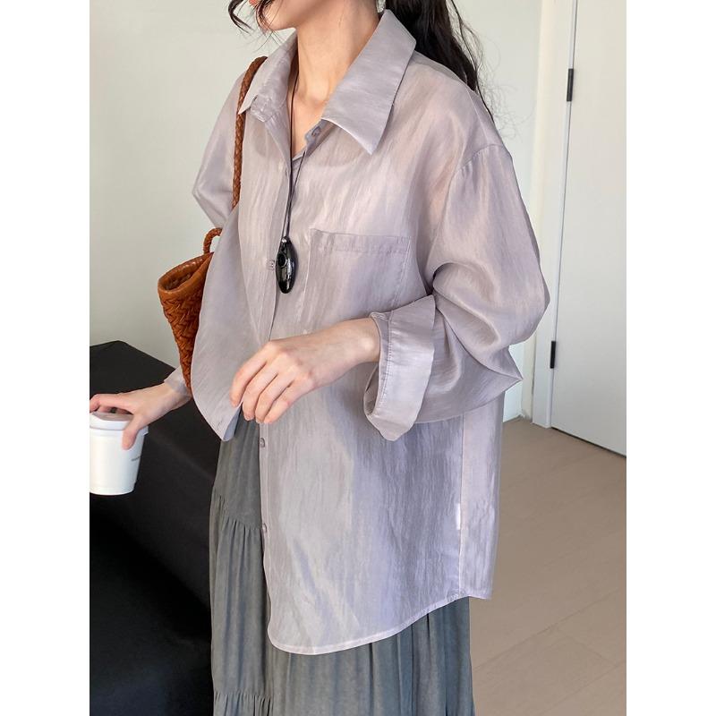 Micro-transparent Shirt Jacket Women's Loose Thin Sunscreen Shirt Top