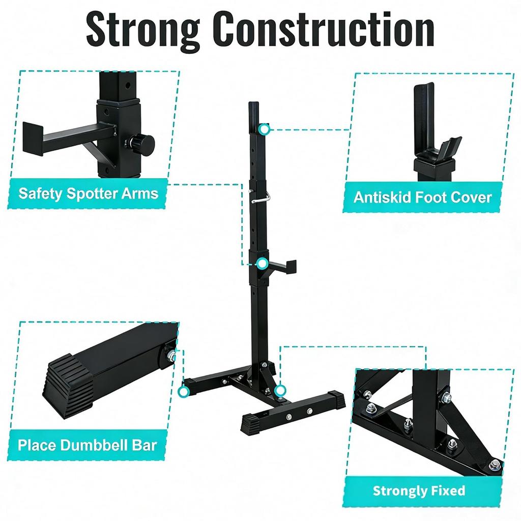 Adjustable Squat Barbell Rack Stand, Bench Press Rack for Home Gym Strength Training, Max Load 550LB, Customized