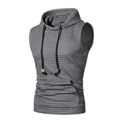 Sports Tank Top For Men Solid Color Fashion Hooded Pullover Slim Fit Soft Comfortable Pocket Style Sleeveless Tops