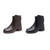 Winter Versatile Vintage Leather Martin Boots Women's Skinny Platform Chelsea Boots Round Head Fashion Low Boots