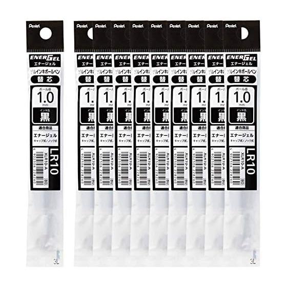 Стержень для шариковой ручки Pentel Energel 1,0 мм XLR10-A Черный 10 штук