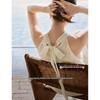 INMAN Women's Summer Solid Color Halter A-Line Midi Dress