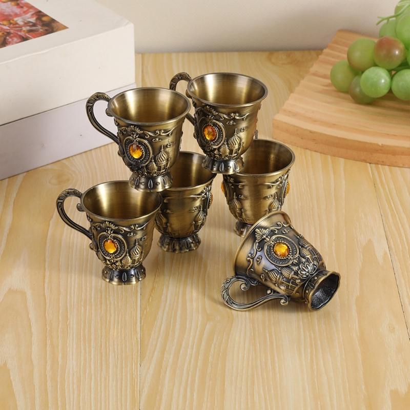 Zinc Alloy Barwares Set For Cocktail Parties And Home Decoration Bronze Finish And Simple Cleaning Coffee Pot and Cups