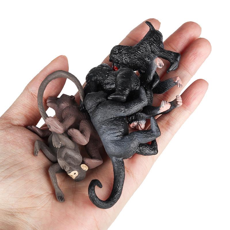 Realistic Animal Model Toy Set: Gorilla, Mountain Monkey, Squirrel Monkey, Baboon, and Hairy Monkey