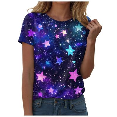 Top Bluse Frau Trend 2025 Frauen 3d Galaxy Print T Shirts Glitter Shirts Bluse Modische Starry Sky Sommer Ropa Para Mujer