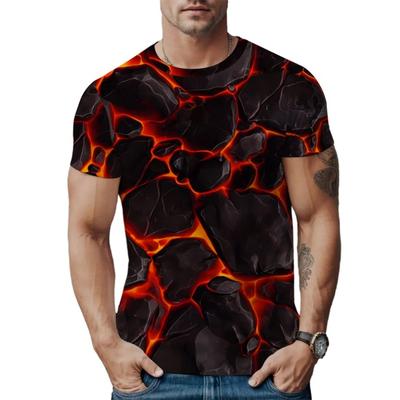Fire Slit Pattern Men Summer Sportwear T-shirts O Neck Short Sleeve 3d Printed T Shirt Casual Breathable Tops