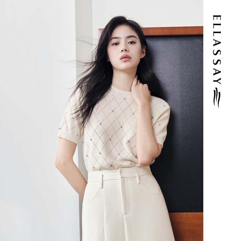 

ELLASSAY Women s Wool Short Sleeve Knit Top XS