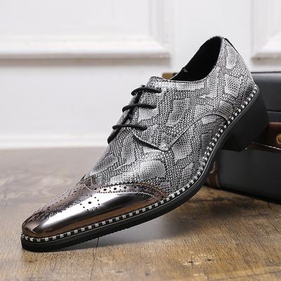 Fashion Snakeskin Grain Formal Shoes Leather Oxfords for Men Dressing Wedding Men's Brogues Office Shoes Lace Up Male Zapatos De Hombre