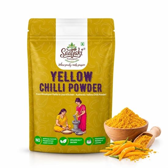Saatyaki Naturals Organic Himalayan Yellow Chilli Powder - 800gm | Pure, Freshly Grounded Spice for Cooking, Non-GMO, Gluten-Free