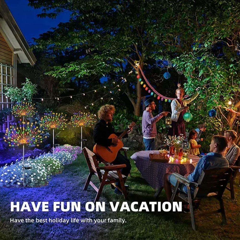 1/2/4Pcs 200LED Solar LED Firework Fairy Light Outdoor Garden Decoration Lawn Pathway Light For Patio Yard Party Christmas Wedding