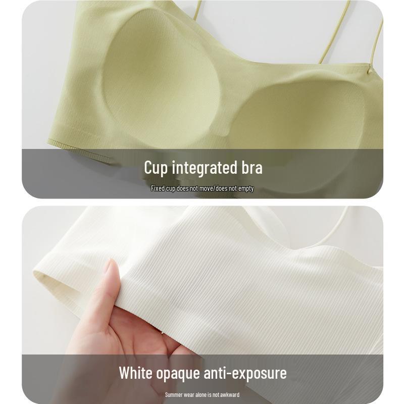 Women's Strapless Integrated Sports Bra Vest - Anti-Exposure, Thin Straps, 2024 Summer Collection