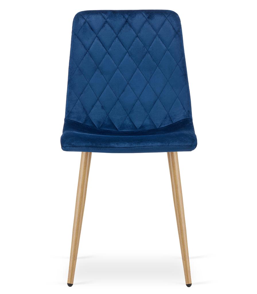 Turin Chair - Navy Blue Velvet / Wood-Colored Legs X 1