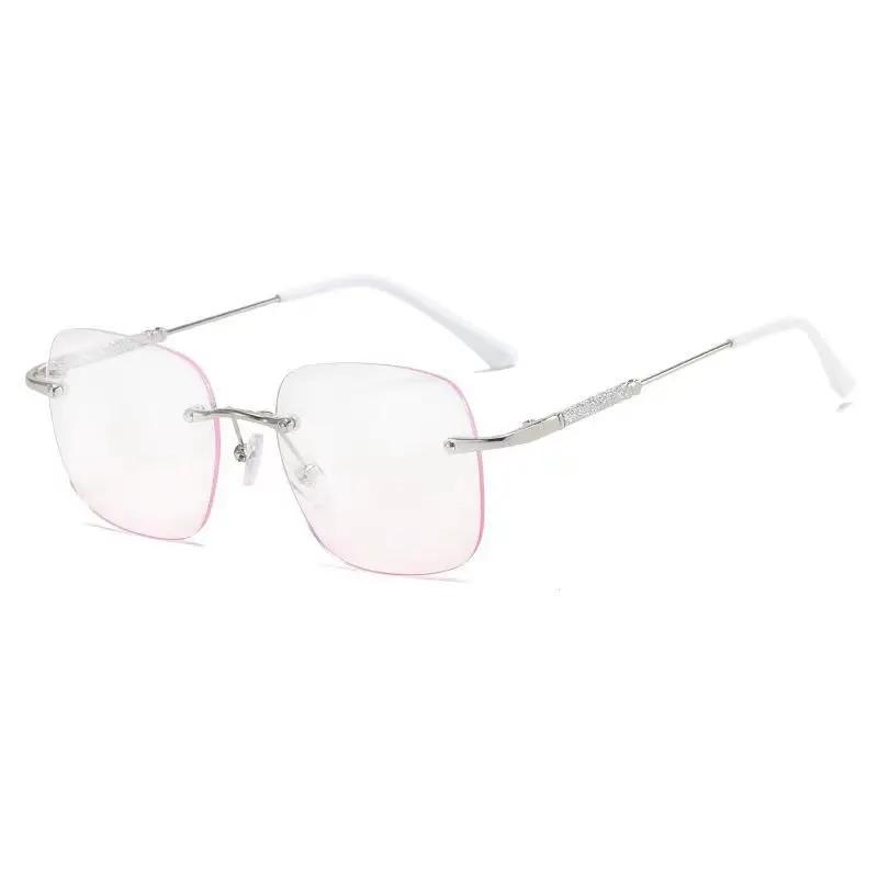 Transparent Computer Glasses No Frame For Women Anti Blue Light Square Eyewear Blocking Glasses Optical Spectacle Eyeglass