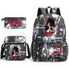 Demon Slayer Anime Print School Backpack Set 3Pcs Include Backpack Shoulder Bag Pencil Case for Boys Girls Students