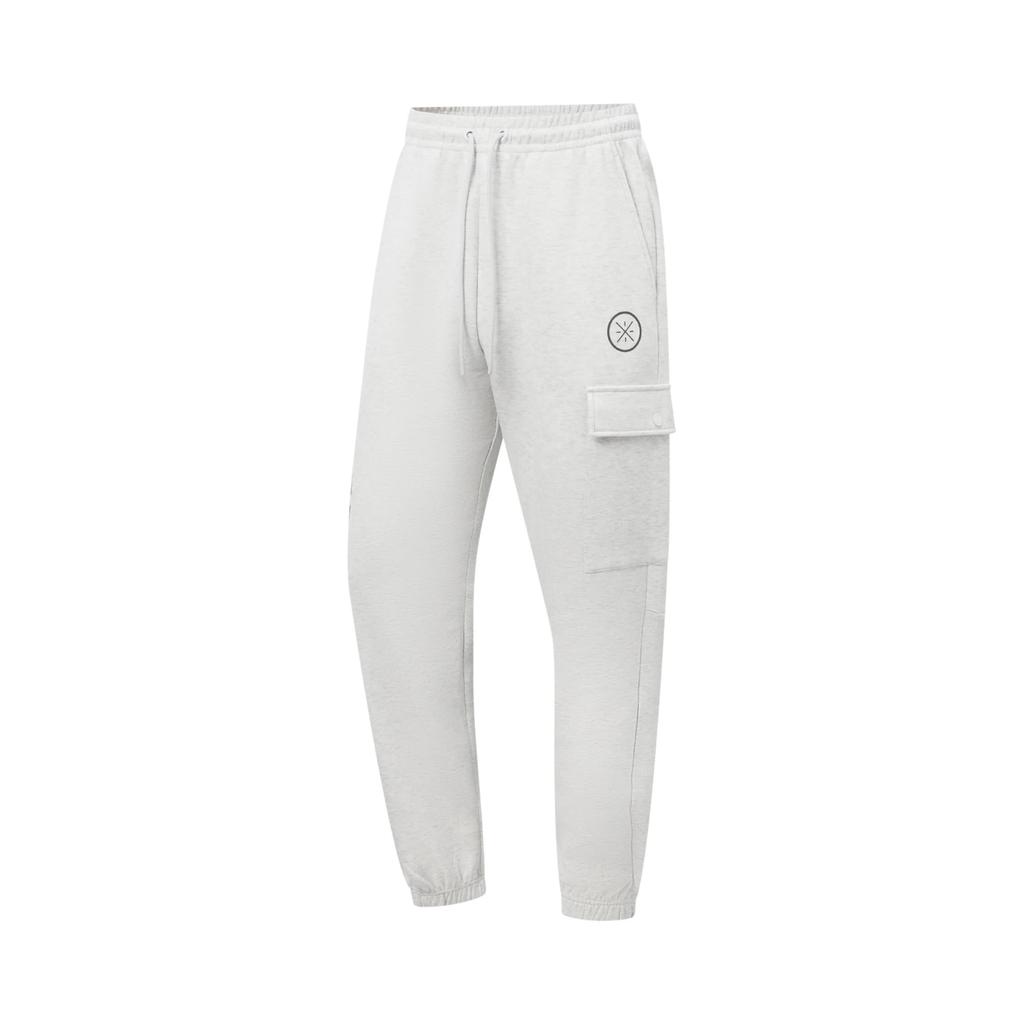 Li Ning Wade Series Solid Color Lace-Up Simple Versatile Soft Knitted Sports Pants Men bottoms AKLW071-2