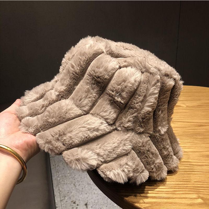 

Шапка-ведро из искусственного меха ягненка, зимние теплые плюшевые бархатные шапки для женщин, женские утолщенные Панамы Боб, уличная рыбацкая шапка, шапки