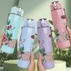1PC Rose Peony Mixed Floral Vine Print 750ml Color Plastic Sports Water Bottle Leakproof Flip Straw Lid Suitable for Sports Office Home Use