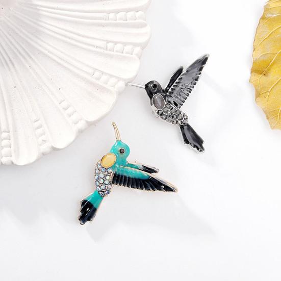Yousheng Bird Brooch Realistic Flying Bird Colorful Rhinestone Decor Smooth Clothes Decoration Jewelry Anti-rust Colorfast Lady Dress Shirt Collar