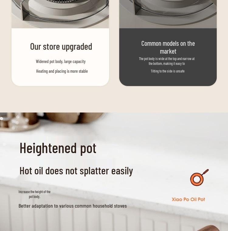 Vertiefter Gusseisen Eier- & Öl-Träufeltopf - Spritzfreies Design mit flachem Boden