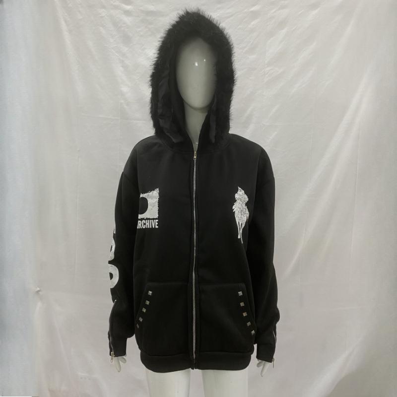 European and American Dark Style Winter Hooded Men's and Women's Casual Hip-hop Printed Loose Hoodie