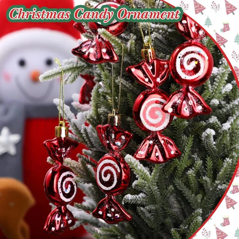 Weihnachtsbonbon-Dekorationen Hängende Bonbon-Ornamente mit Schnur zur Weihnachtsdekoration Weihnachtsbaumschmuck