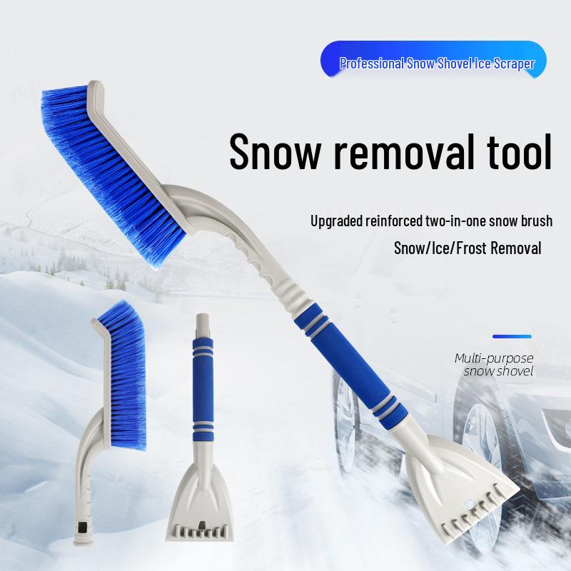 Multifunctional Car Snow Shovel & Brush: De-icing, Snow Scraping, and Defrosting Tool.
