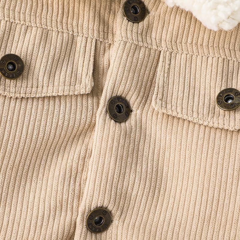 Infant and Toddler Winter New Fleece-Lined Thickened Jacket Top Baby Winter Corduroy Cotton Coat Exclusive