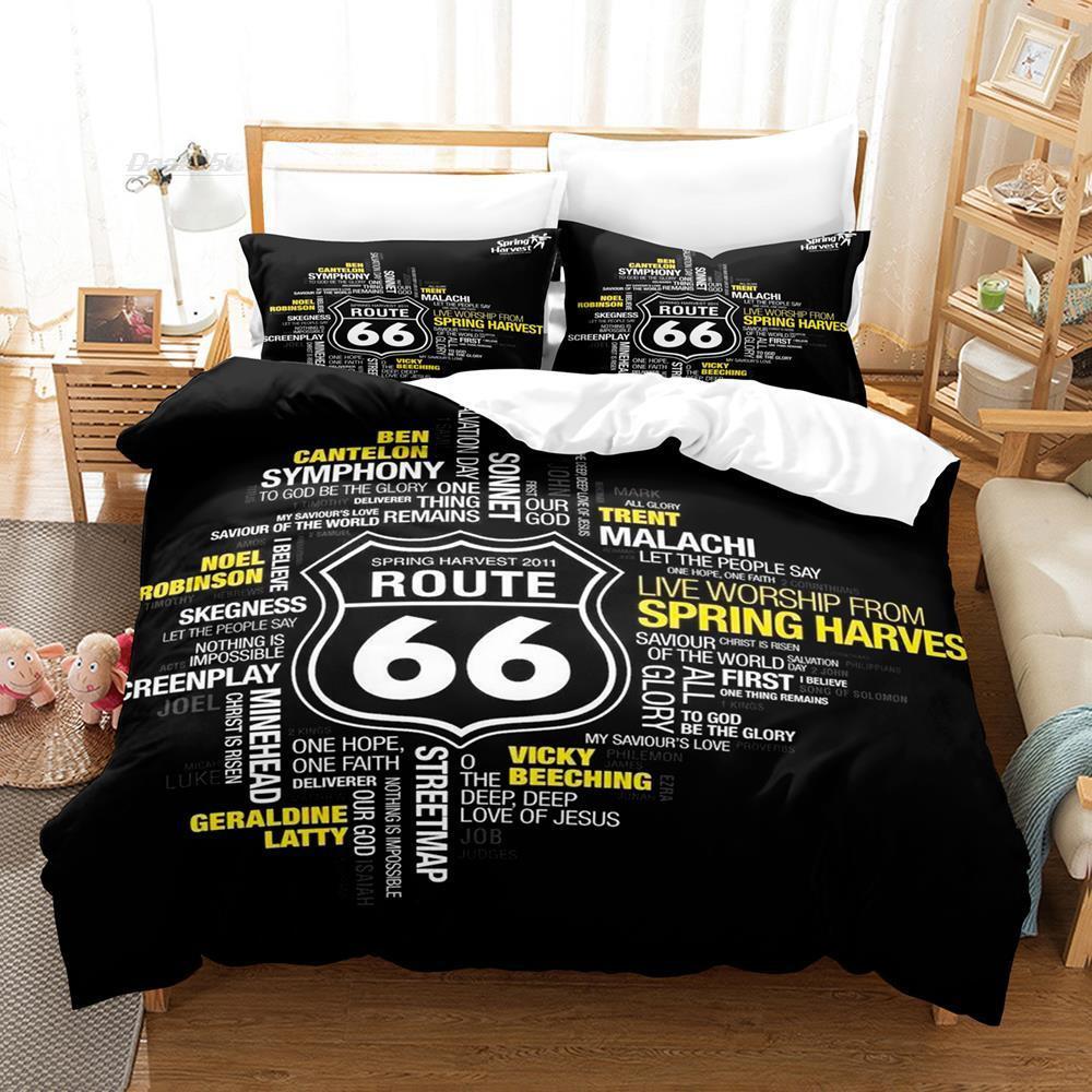 Route 66 Bedding Set Single Twin Full Queen King Size Bed Set Adult Kid Bedroom Duvet Cover Sets 3D Print Fashion Bed Sheet Set